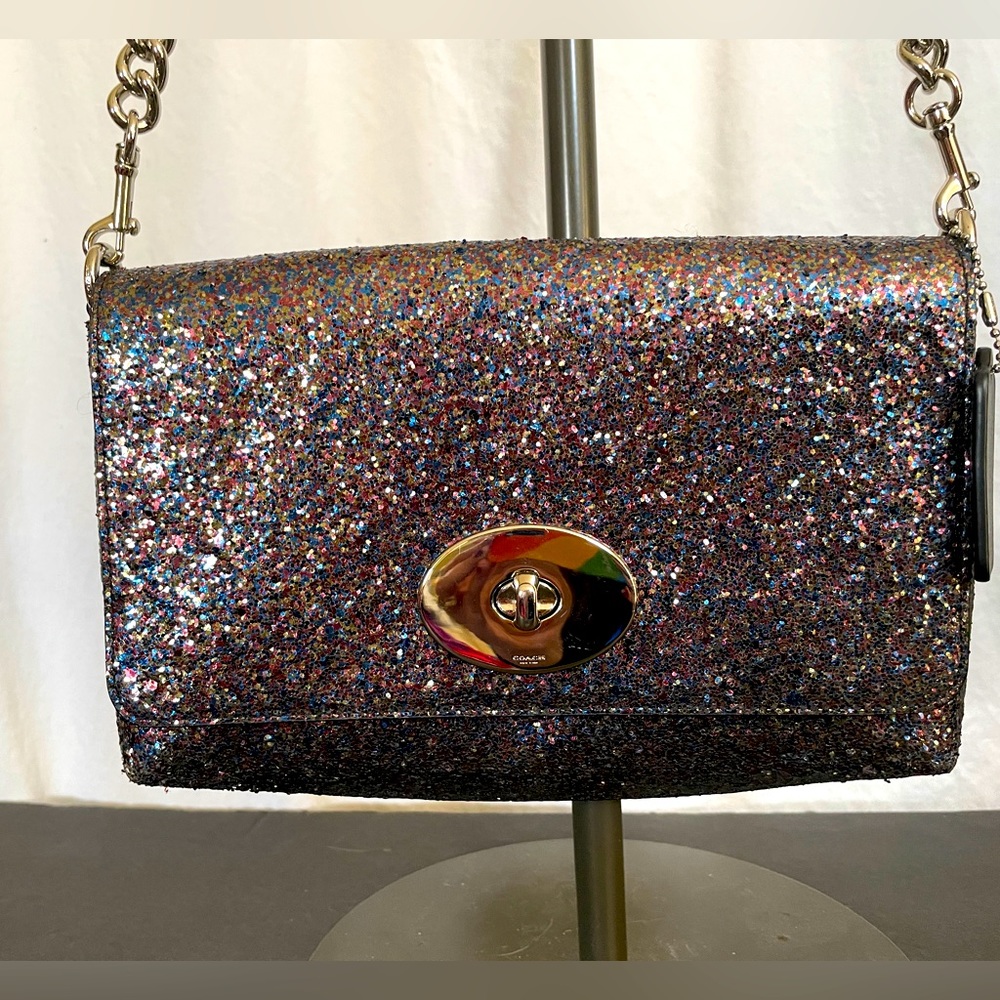 Sparkling Coach glitter crosstown purse handbag bag dustbag